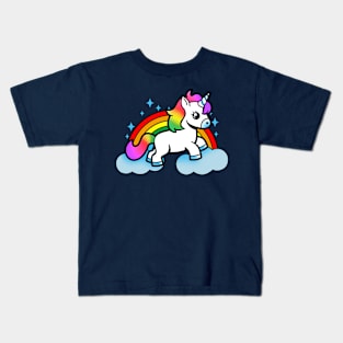 Cute Kawaii Unicorn On Cloud Gift For Unicorn Lovers Kids T-Shirt